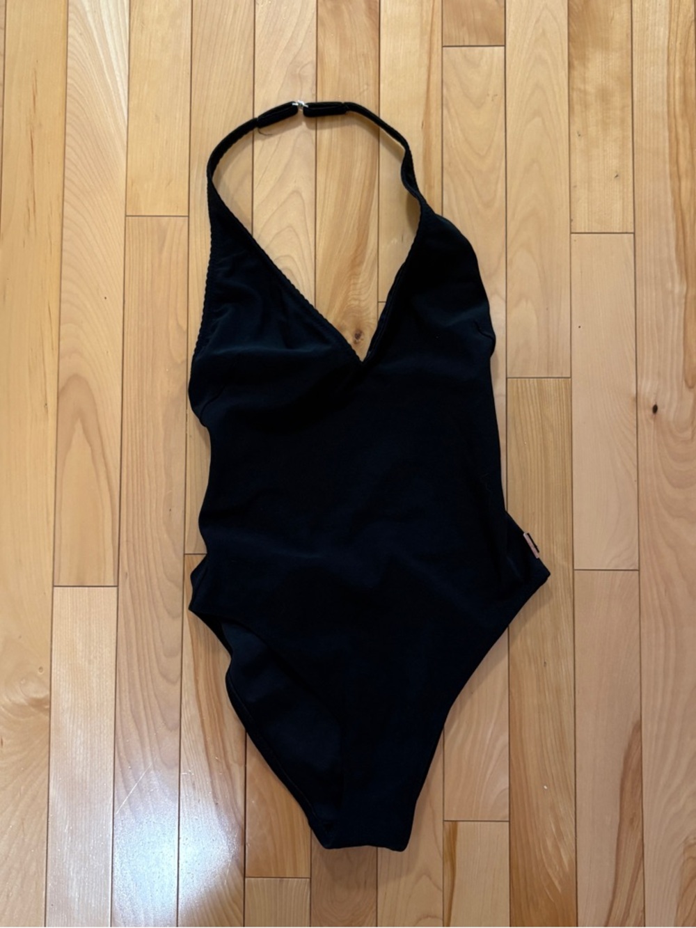 Shan Black Halter Style One-Piece Swimsuit Size 8 Luxury Classic Summer Beach